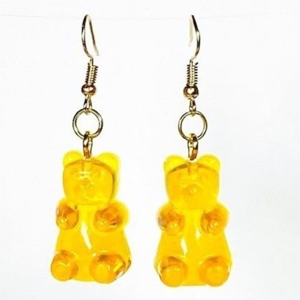 New Gummy Bear Earrings Light Orange Resin Candy Charm Dangle Drop Hook Boutique